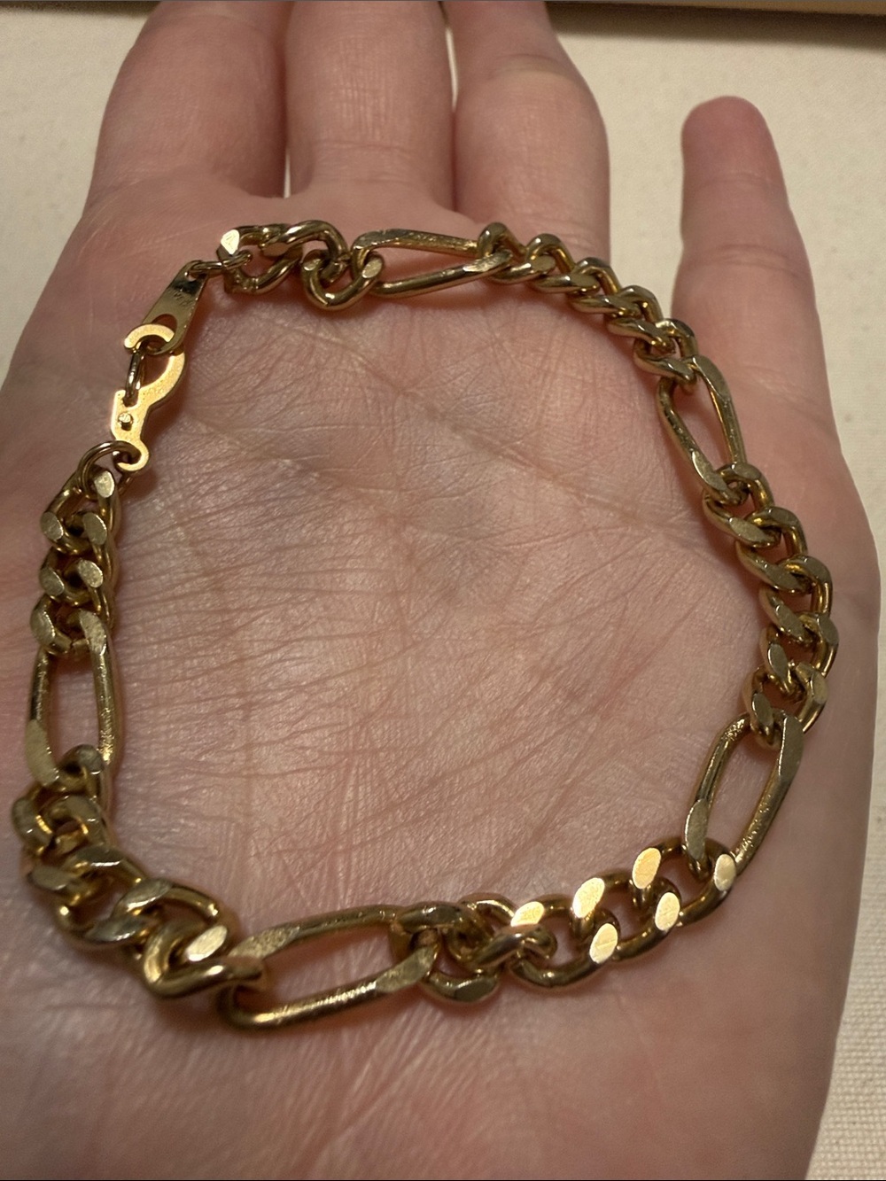 14K GP Figaro Chain Bracelet 7.5’ inch
